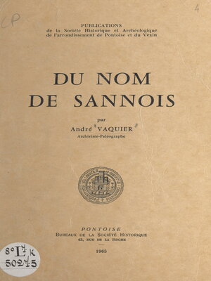 cover image of Du nom de Sannois